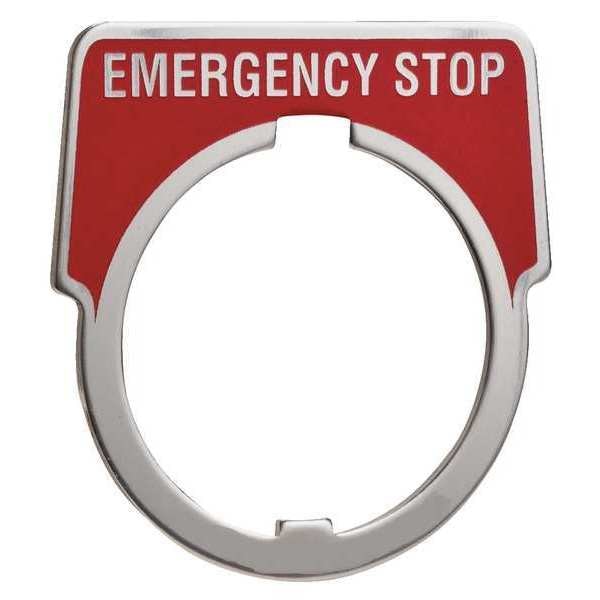 Legend Plate, Emergency Stop, White/Red