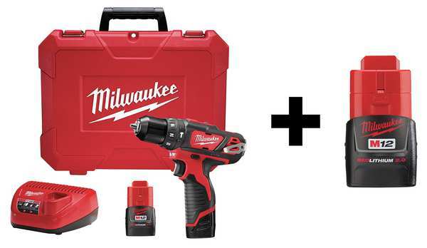 12.0 V Hammer Drill, Battery Included, 3/8 in Chuck