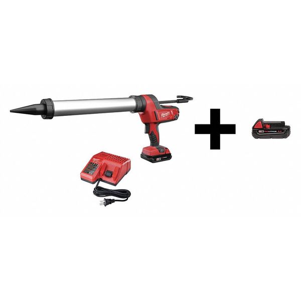 Cordless Caulk Gun Kit, Black/Red, 20 oz Capacity