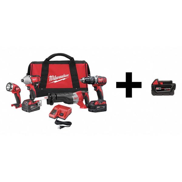 Cordless Combo Kit, 18.0 V, 4 Tools, 3 Batt