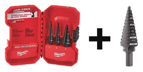 Step Drill Bit Set, 4 pcs.