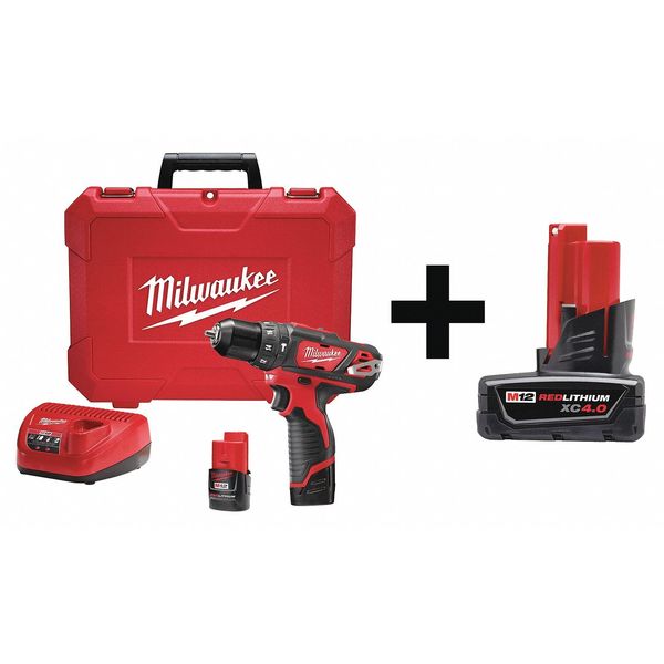12.0 V Hammer Drill, Battery Included, 3/8 in Chuck