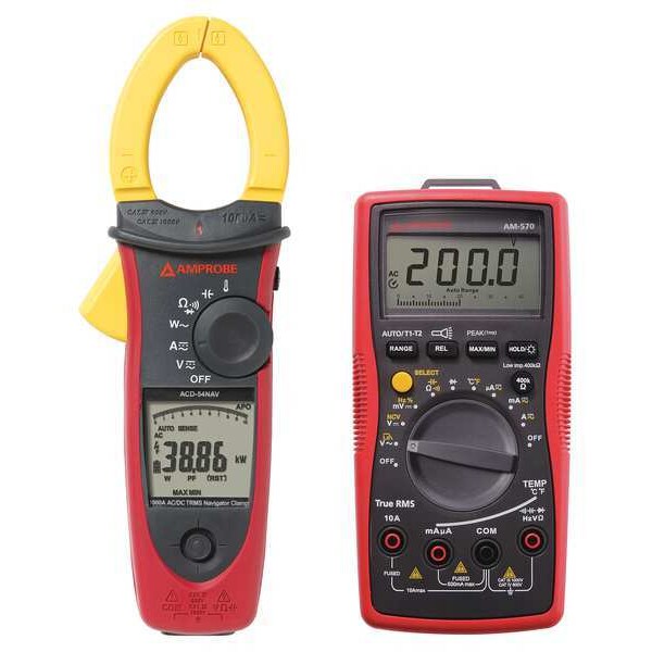 Clamp-On Power Meter Kit, LCD, 1000kW, 1000 A, Cat IV 600V, Cat III 1000V Safety Rating