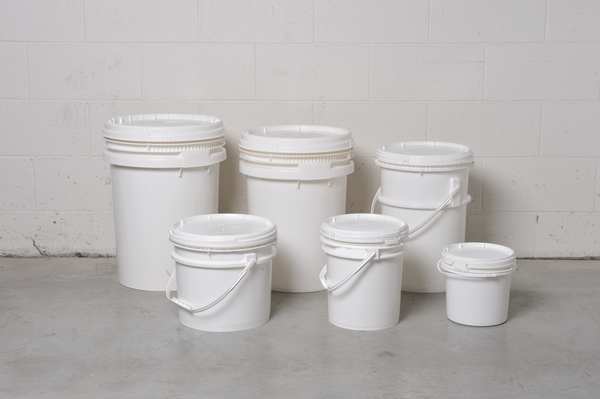 Pail, Screw Top, Round, 1.2 gal, HDPE, White