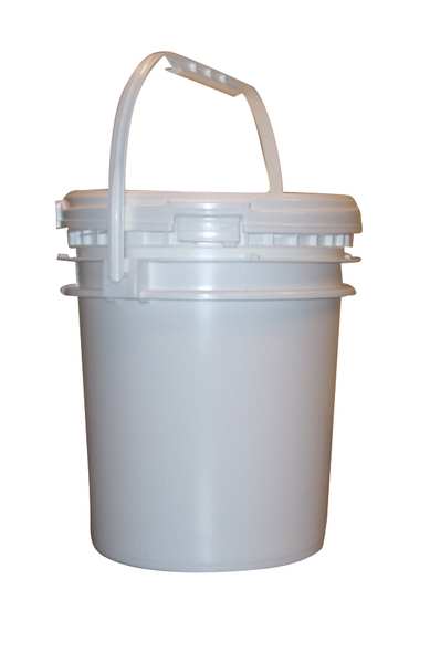 Pail, Screw Top, Round, 2.5 gal, HDPE, White