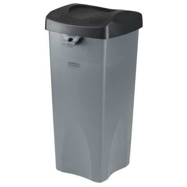 35 gal Square Trash Can, Gray, 20-1/4