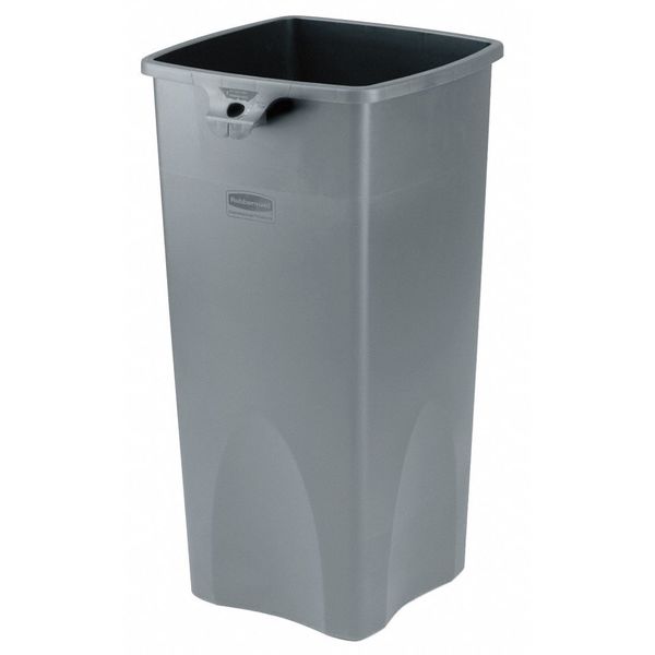 35 gal Square Trash Can, Gray, 20-1/4