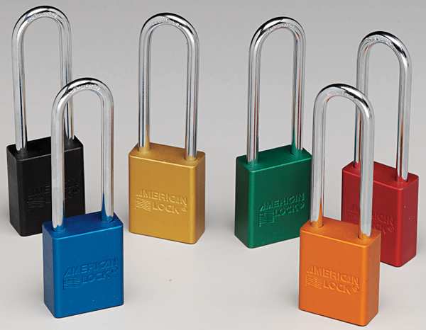 Keyed Padlock, Extended, Rectangular Aluminum Body, Chrome Plated Hardened Steel Shackle, 3/4 in W