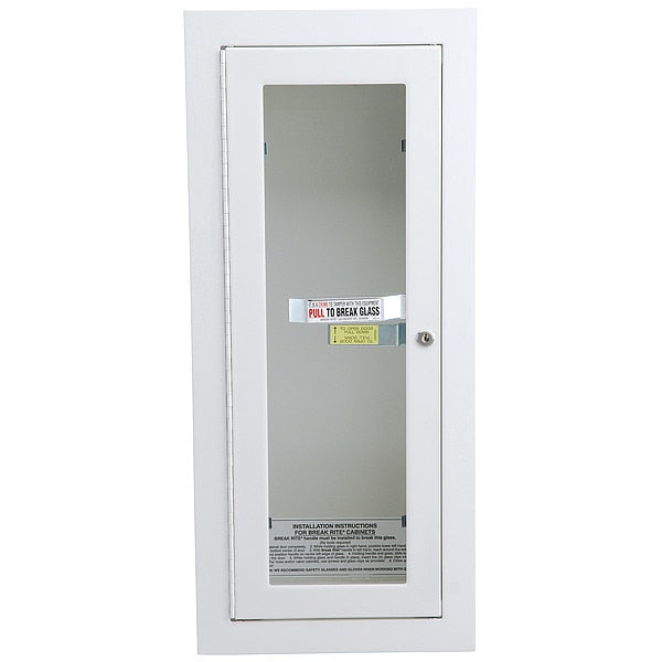 Fire Extinguisher Cabinet, Semi Recessed, 26 3/4 in Height, 10 lb