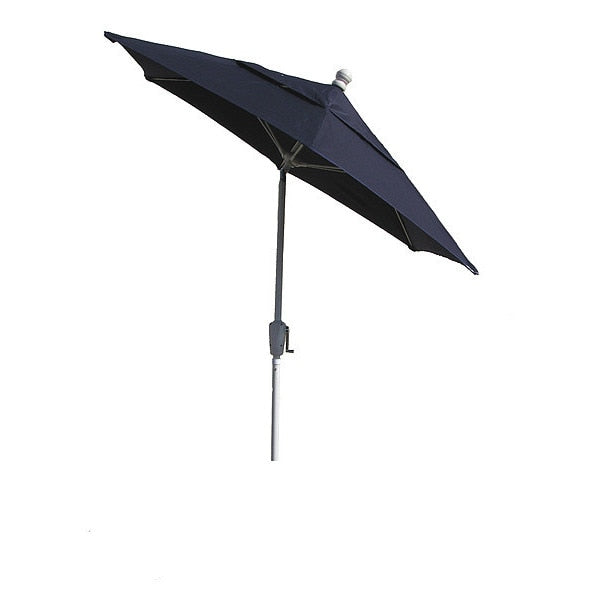 Patio Tilt Umbrella Crnk, Navy Blue, 7.5Ft