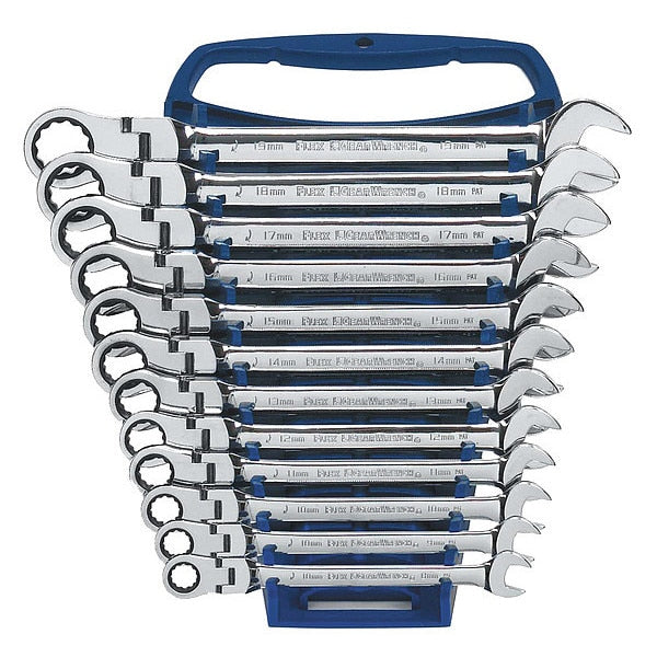 Ratcheting Wrench Set, Metric, 12 pt, 12pcs