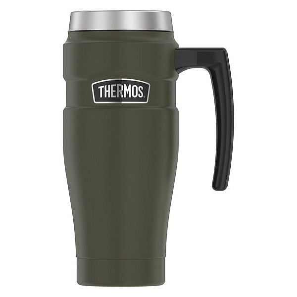 Stainless Steel Travel Mug, 16 oz., Army Green, Hot 7 Hrs, Cold 18 Hrs
