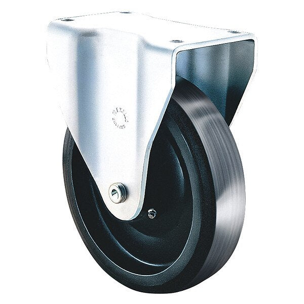 Rigid Caster Metric Plate, Cast Iron Whe