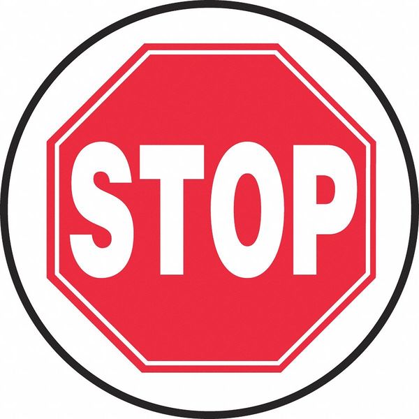 Slip-Gard Round Floor Sign, 17 in H, 17 in W, Vinyl, Circle, English, MFS2217