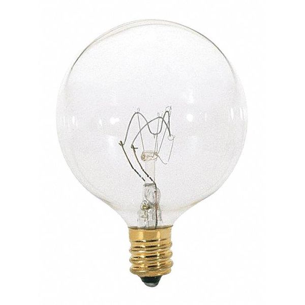 15 W G16 1/2 Incandescent - Clear - 1500 Hours - 114L - Candelabra Base - 120V