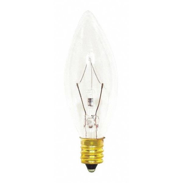 25 W B8 Incandescent - Clear - 1500 Hours - 212L - Candelabra Base - 130V