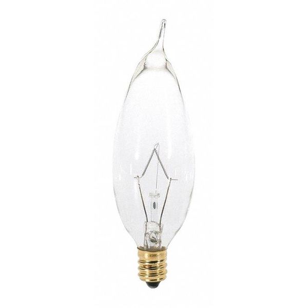 25 W CA8 Incandescent - Clear - 2500 Hours - 210L - Candelabra Base - 130V