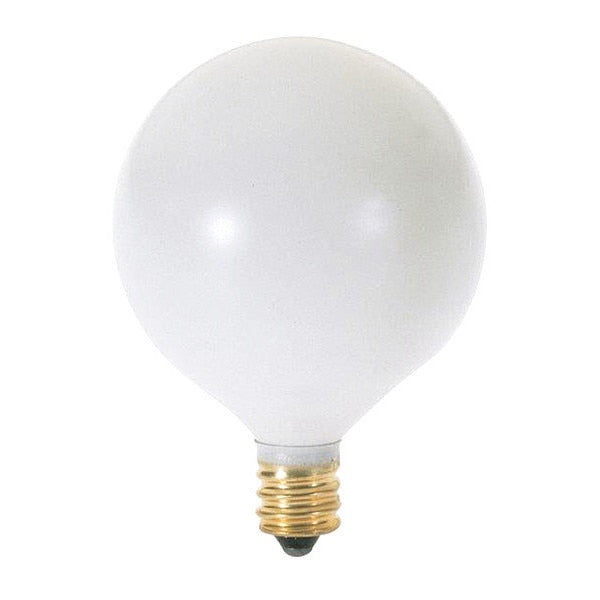 25 W G16 1/2 Incandescent - Satin White - 1500 Hours - 202L - Candelabra Base - 120V