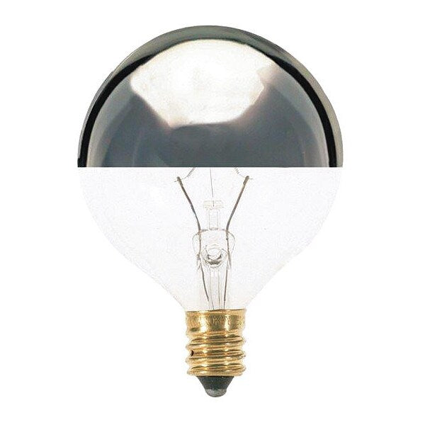 40 W G16 1/2 Incandescent - Silver Crown - 1500 Hours - 384L - Candelabra Base - 120V
