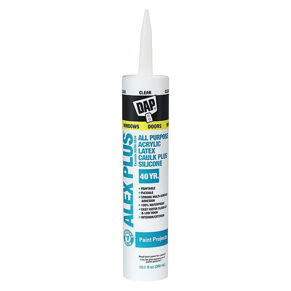 Caulk, 10.1 fl oz, Cartridge, Clear, Hybrid Base