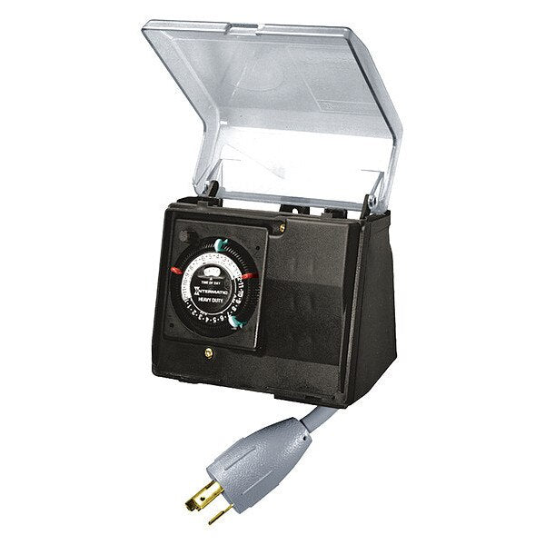 Outdr Mech Plug-In Timer w Built-In Encl
