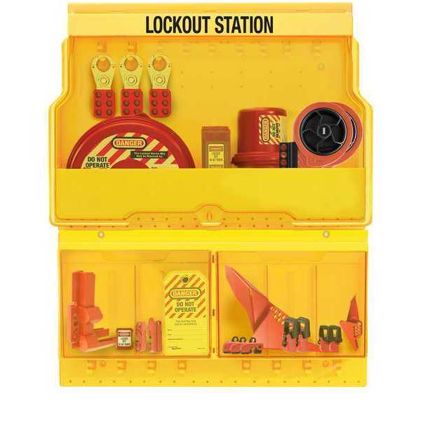 Deluxe Lockout Station, Plastic, Yellow
