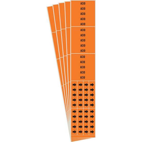 Pipe Marker, Adhesive, Black, Acid, PK5, 7318-3C-PK
