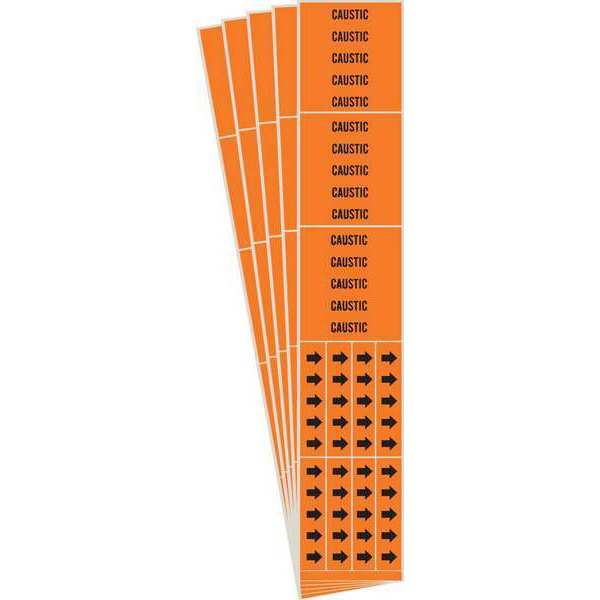 Pipe Marker, Adhesive, Black, Caustic, PK5, 7339-3C-PK