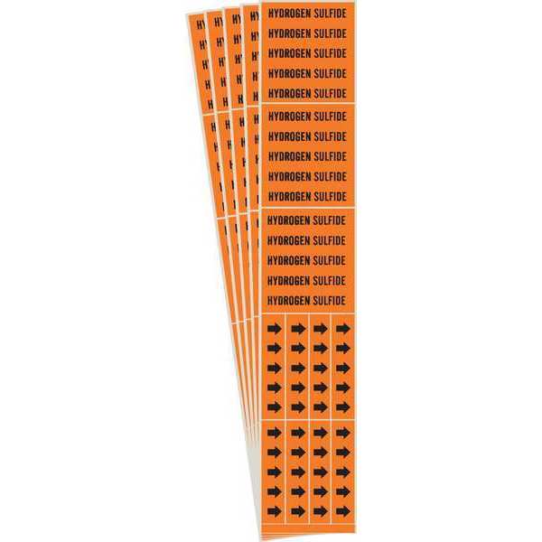 Pipe Marker, Black, Hydrogen Sulfide, PK5, 7384-3C-PK