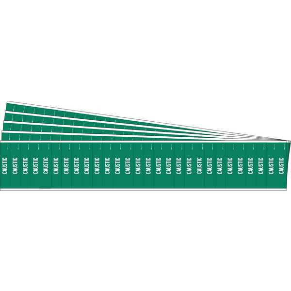 Pipe Marker, Adhesive, White, Caustic, PK5
