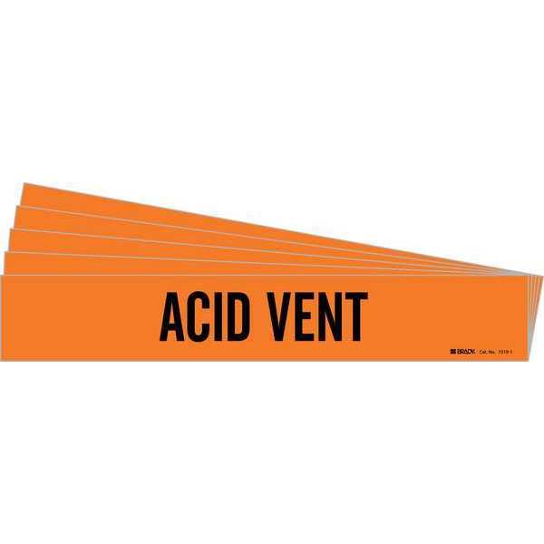 Pipe Marker, Adhesive, Black, Acid Vent, PK5, 7319-1-PK
