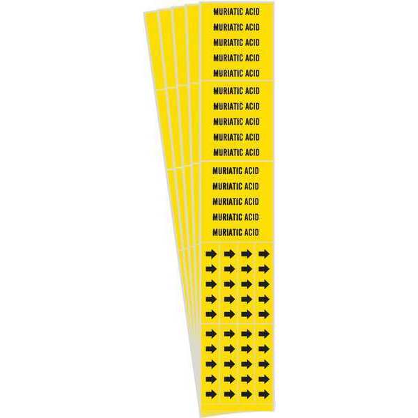 Pipe Marker, Black, Muriatic Acid, PK5, 7195-3C-PK