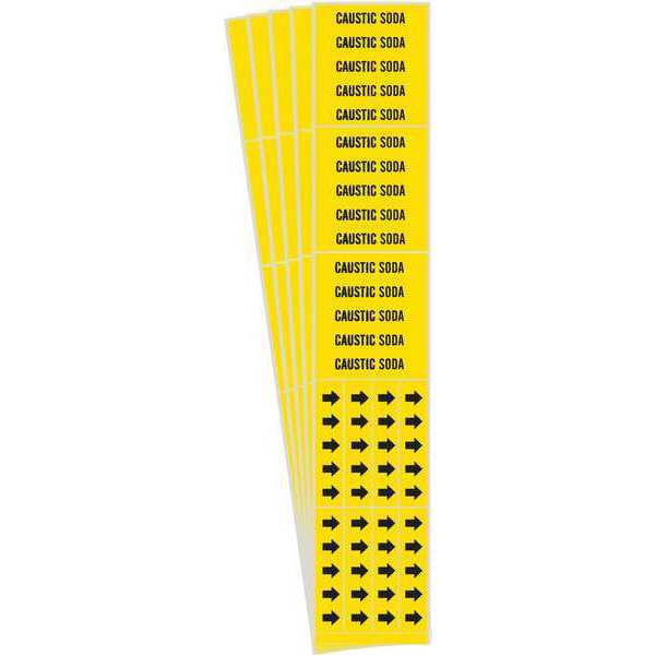 Pipe Marker, Black, Caustic Soda, PK5, 7041-3C-PK