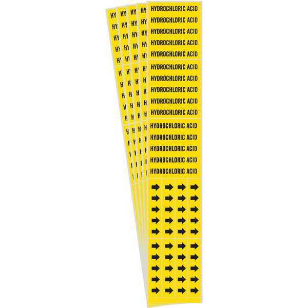 Pipe Marker, Black, Hydrochloric Acid, PK5, 7156-3C-PK
