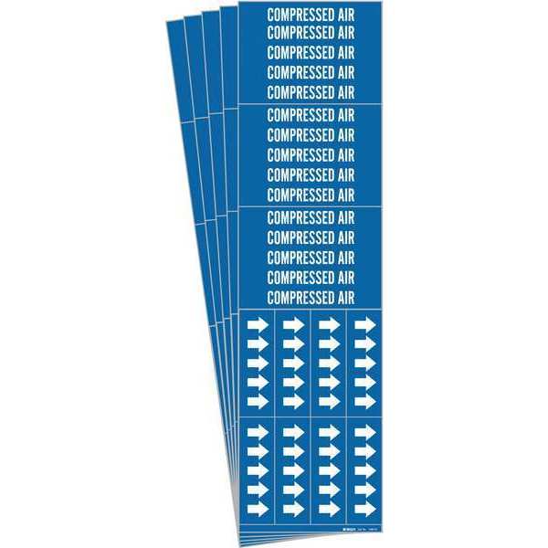 Pipe Marker, White, Compressed Air, PK5, 7060-3C-PK