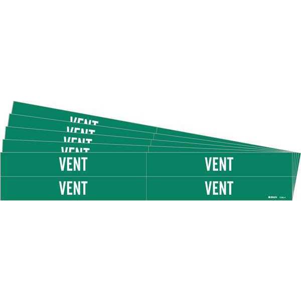 Pipe Marker, Adhesive, White, Vent, PK5, 7296-4-PK