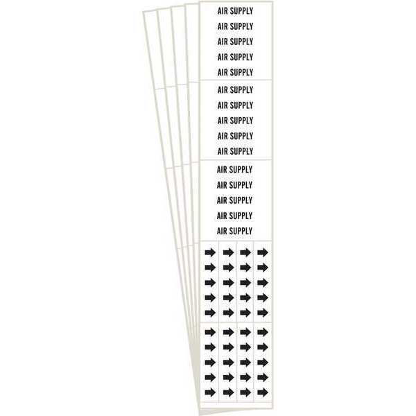 Pipe Marker, Black, Air Supply, PK5, 7011-3C-PK
