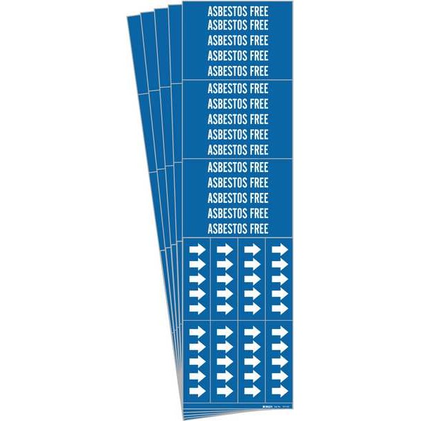Pipe Marker, White, Asbestos Free, PK5, 7017-3C-PK