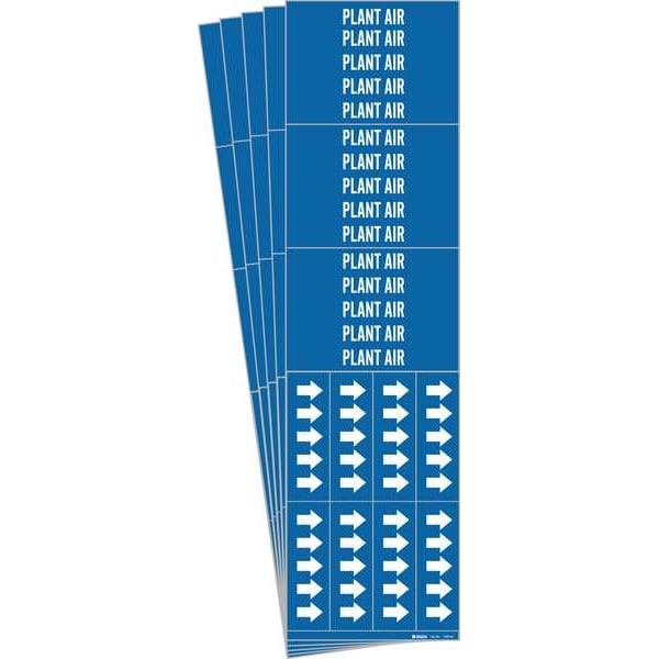 Pipe Marker, Adhesive, White, Plant Air, PK5, 7399-3C-PK