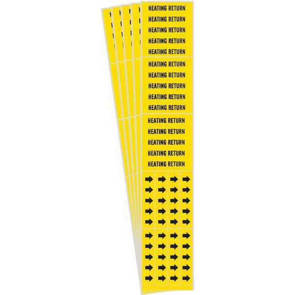 Pipe Marker, Black, Heating Return, PK5, 7125-3C-PK