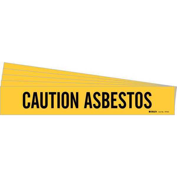 Pipe Marker, Black, Caution Asbestos, PK5, 97543-PK