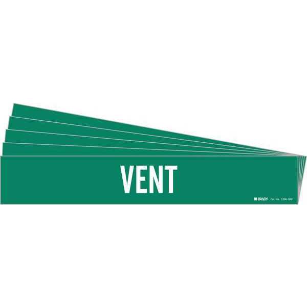 Pipe Marker, Adhesive, White, Vent, PK5, 7296-1HV-PK