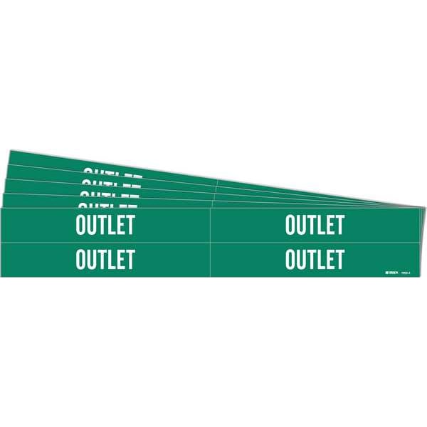 Pipe Marker, Adhesive, White, Outlet, PK5, 7205-4-PK