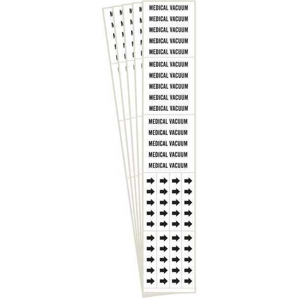 Pipe Marker, Black, Medical Vacuum, PK5, 7186-3C-PK