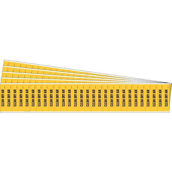 Pipe Marker, Yellow, Clean Dry Air, PK5