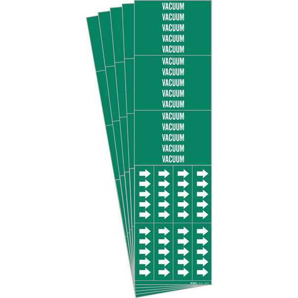 Pipe Marker, Adhesive, White, Vacuum, PK5, 7292-3C-PK