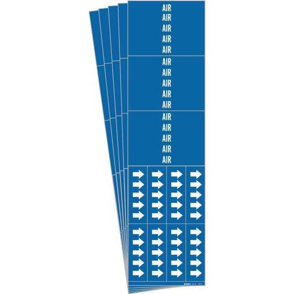 Pipe Marker, Adhesive, White, Air, PK5, 7006-3C-PK
