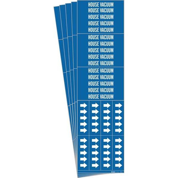 Pipe Marker, White, House Vacuum, PK5, 7378-3C-PK
