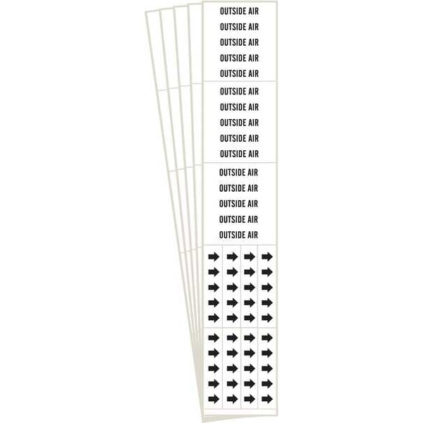 Pipe Marker, Black, Outside Air, PK5, 7207-3C-PK