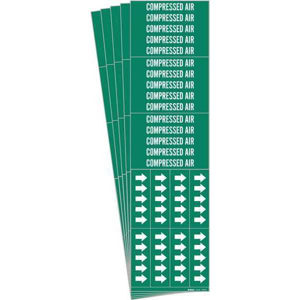 Pipe Marker, White, Compressed Air, PK5, 7059-3C-PK